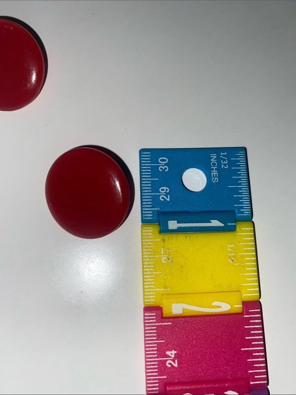 Red Pinkish Iridescent Round Button Clip On Earrings